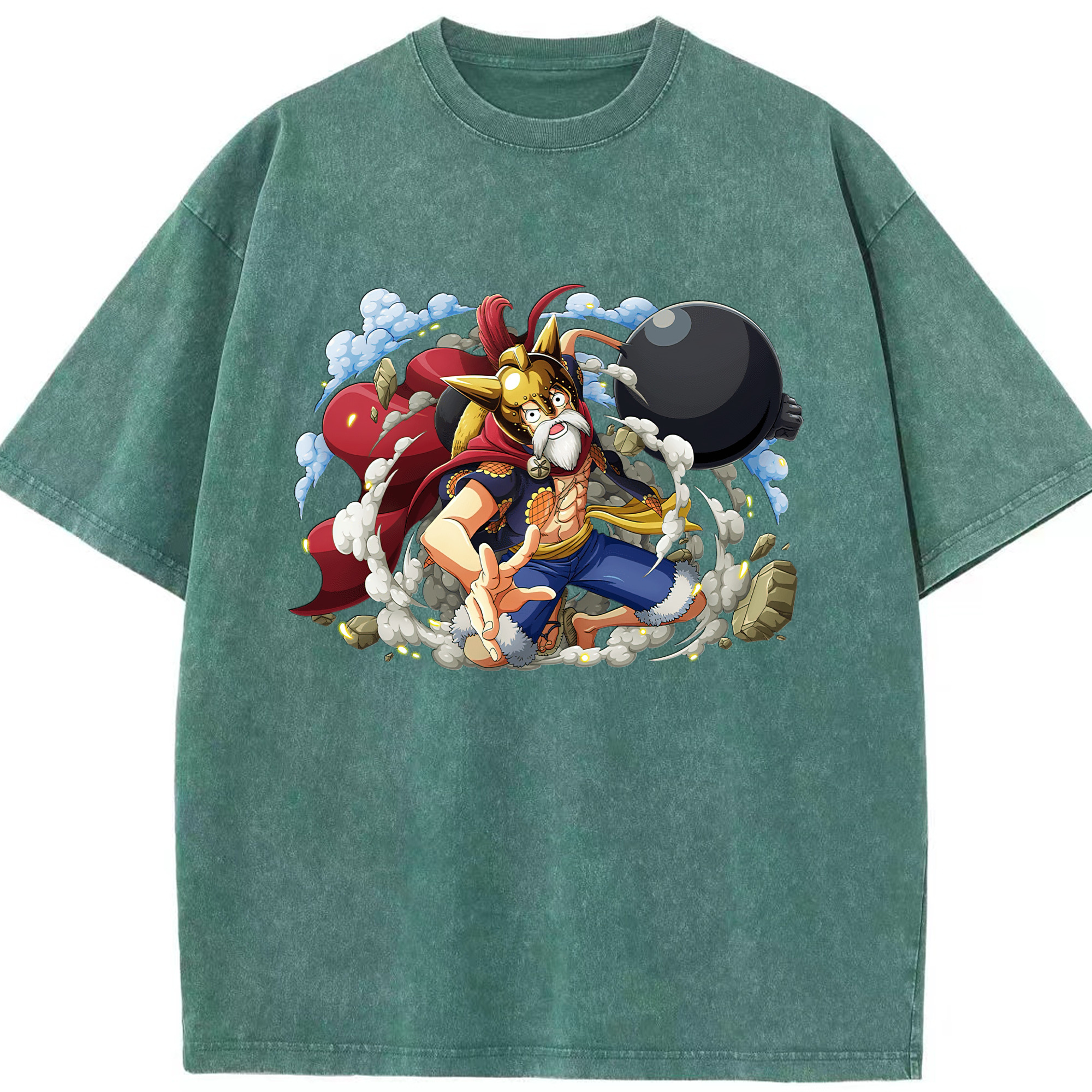 ワンピース モンキー・D・ルフィ ONE PIECE Monkey D. Luffy 綿100% ヴィンテージ風 半袖Tシャツ（フロントプリント）